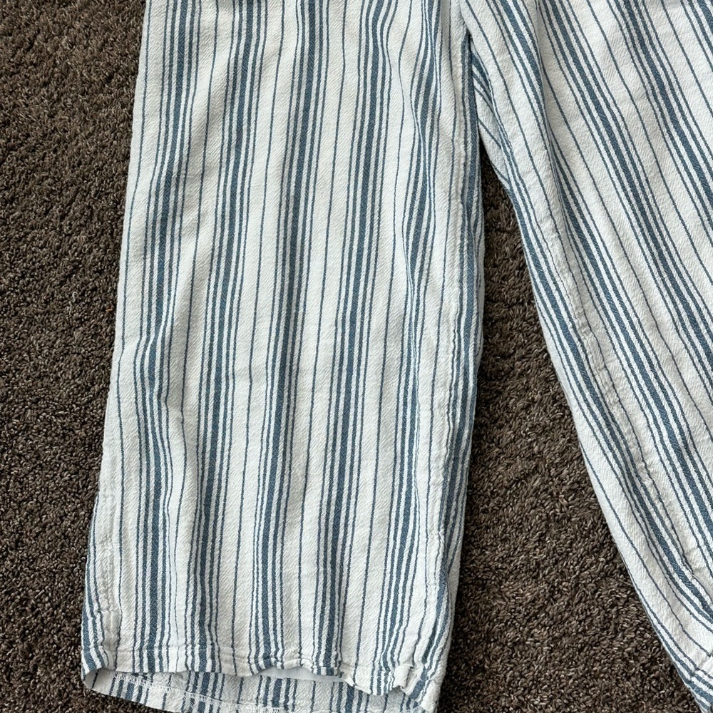 Hollister Blue Striped Wide-Leg High Rise Linen Blend Pants M - Picture 2 of 5